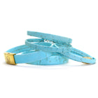 Light Blue Double Wrap Cork Bracelet MEDIUM/GOLD