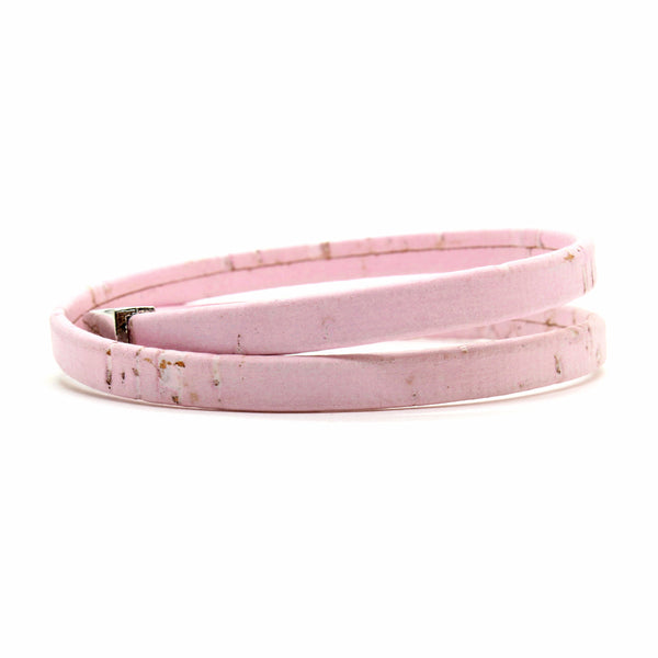 Light Pink Double Wrap Cork Bracelet LARGE/SILVER