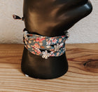 Fabric Ribbon Wrap with Flower Charms DARK TEAL