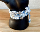 Fabric Ribbon Wrap with Flower Charms BLUE/WHITE