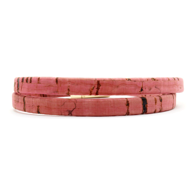 Dusty Rose Double Wrap Cork Bracelet MEDIUM/GOLD