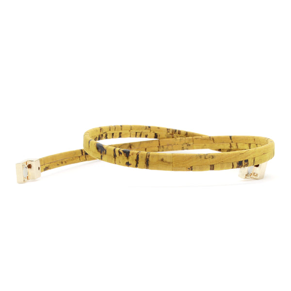 Mustard Double Wrap Cork Bracelet MEDIUM/GOLD