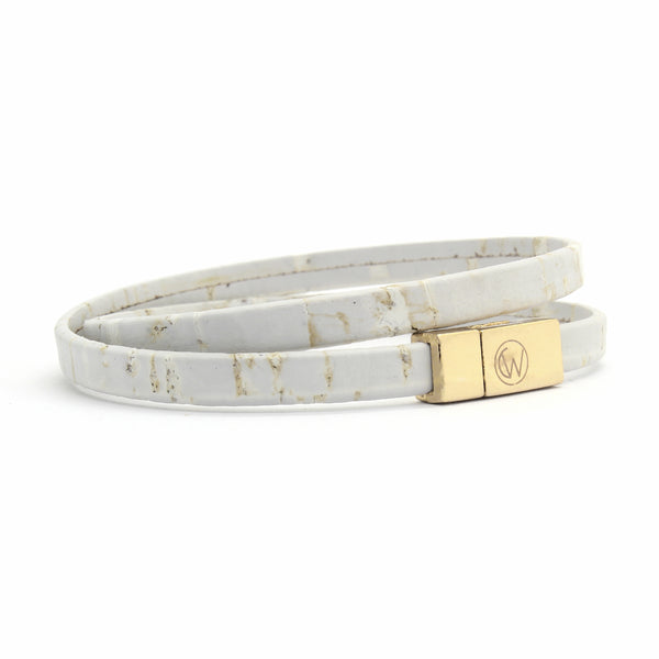 Grey Double Wrap Cork Bracelet MEDIUM/GOLD