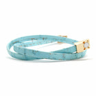 Light Blue Double Wrap Cork Bracelet MEDIUM/GOLD